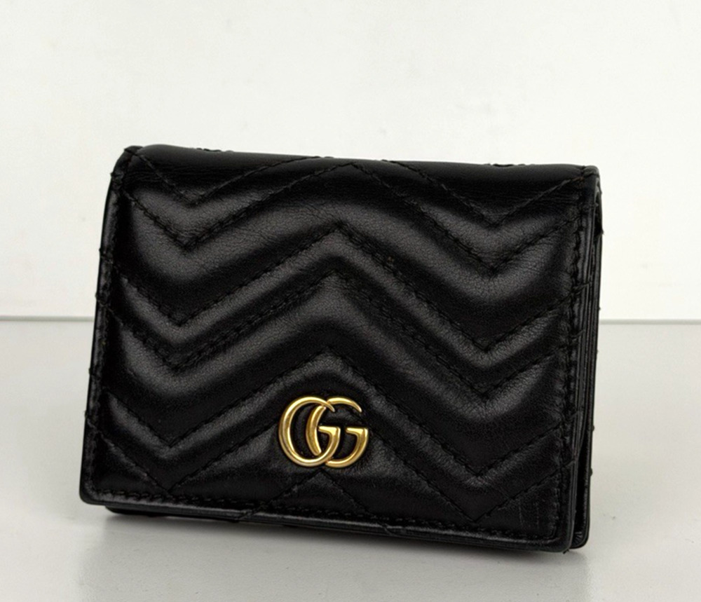 Gucci GG Marmont Matelasse Leather Card Case Wallet in Black K-3